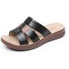 Novas Chinelas de Couro Genuíno para Mães de Verão para Usar Fora de Casa Moda para Meia-idade Sandálias com Combinação de Cores para Meia-idade e Idosos Sandálias Antiderrapantes para Idosos