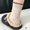 Calcetines de rizo con lunares de encaje, algodón puro para otoño e invierno, calcetines transpirables y absorbentes de sudor hasta la pantorrilla, estilo coreano, modernos y versátiles, marca Zhuji