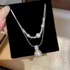 Collar de Plata y Perla con Circonita Centelleante, Cadena para Clavícula de Lujo Ligero de Nicho, Estilo Francés, Joyería Elegante y Sofisticada para Mujer