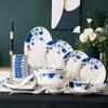 Vajilla de cerámica Jingdezhen, juego de cuencos de arroz de 56 piezas, vajilla de colores nacionales, vajilla de cerámica de regalo al por mayor