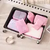 Organizador de Guarda-Roupa Atacado Transfronteiriço, Bolsa de Armazenamento de Viagem de Grande Capacidade, Organizador de Bagagem para Roupas, Conjunto de Sete Peças para Viagem