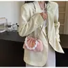 Bolso Mujer 2024 Nuevo Bolso Cubo Sencillo Moda Mujer Trendy Bolso Plegado Bolso Cruzado de Perlas Bolso de Cadena de Color Sólido