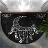 Tapete de Porta Semi-redondo Mandala Boêmio de Cristal e Veludo Resistente à Sujeira e Fácil de Cuidar Tapete Decorativo de Chão