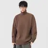 Suéter de Punto para Hombre con Cuello Alto Estilo Retro Japonés 2025 Otoño e Invierno Nuevo Versátil Casual Pulóver Moderno Grueso