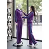 2025 Nuevo Conjunto Deportivo Rayado a Juego de Color Morado para Mujer Moda Primavera y Otoño Casual Reductor de Edad Estilo Deportivo Conjunto de Dos Piezas