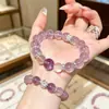 Pulsera de Amatista Púrpura Imitación de Amatista para Mujer estilo Ins Lujo Ligero Sensación de Alta Gama Pulsera de Cristal Rosa Transparente Hielo Mejor Amiga Regalo de Cumpleaños