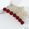 Presilha de cabelo com franja de rosa vermelha para mulheres, presilha de tubarão traseira, presilha de cabelo de alta qualidade, acessórios de cabelo para cheongsam de noiva, roupas de brinde