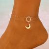 Estilo Popular Transfronterizo Europeo y Americano Collar y Pulsera de Alta Gama con Colgante Largo de Moda de Sol y Luna para Mujer