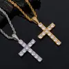 Joyería Europea y Americana Nuevo Hip-Hop Colgante de Cruz Grande Cobre Electrochapado Oro de 18K Circonita Completa Collar para Hombre