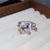 Anillo Cuadrado Abierto Incrustado de Diamantes Transfronterizo Europeo y Americano, Moderno y Sencillo, Elegante Anillo para Dedo Índice, Lujo Ligero, Sensación de Alta Gama, Joyería al por Mayor