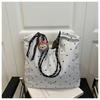 Moda de Verano Bolso de Tela de Gran Capacidad para Mujer 2025 Nuevo Bolso de Hombro de Tela de Gasa con Lunares Bolso de Compras de Moda Bolso