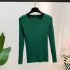 Outono e inverno novo suéter de malha interna com decote em V justo e manga comprida, blusa de base feminina estilo ocidental para primavera e outono
