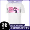 Algodão Transfronteiriço t Rosa Americano Charlie Kirk Camiseta Masculina Feminina Casual Gola Redonda Manga Curta