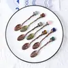 Venda Quente Transfronteiriça Cristal Natural Mini Colher de Amor Estilo Retrô Colher de Bronze Esculpida Colher de Sobremesa Colher de Sopa Presente