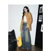 Jeans Azules Retro Nostálgicos de Pierna Ancha para Mujer, Pantalones de Moda Nuevo Estilo Americano Sueltos con Caída de Cintura Alta para Figura de Pera, Largos hasta el Suelo
