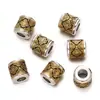 Prata antiga estilo Xizang costura bicolor padrão de nuvens auspiciosas contas cilíndricas contas de cintura contas de tambor contas dos oito tesouros acessórios de liga de prata Xizang para DIY