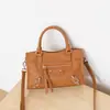 Bolso de Moda para Mujer de un Solo Hombro Más Vendido, Bolso Biker Parisino de Cuero Genuino de Moda, Bolso de Mano y Bolso Cruzado para Mujer de Piel de Vaca de Capa Superior Togo