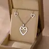 Novo Conjunto de Colar e Brincos Coração de Aço Inoxidável da América do Sul Número da Sorte 8 Conjunto Brilhante Personalizado Atacado