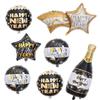 Decoración de Fiesta de Año Nuevo Transfronteriza feliz año nuevo Negro Dorado Feliz Año Nuevo Globo de Aluminio 2025