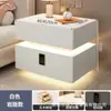 Mesita de noche inteligente de lujo moderno con iluminación ambiental flotante, cerradura de contraseña y carga inalámbrica para uso en dormitorio del hogar