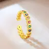 Anel Coração Arco-Íris Mais Vendido no Exterior, Popular na Europa e América, Anéis de Amor de Luxo Leve, Anel Feminino Cravejado com Diamantes de Zircônia Coloridos