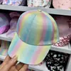 Boné de Beisebol Arco-Íris Fofo Estilo Japonês Moda Menina Chapéu com Aba Estilo K Gato de Desenho Animado Chapéu Infantil Exportação T581