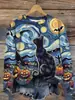 Suéter de cuello redondo de Halloween transfronterizo para mujer otoño nuevo para conjunto abrigo con elementos de terror abrigo de moda al por mayor