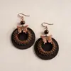 Pendientes de Corazón de Madera Color Café Transfronterizos Europeos y Americanos, Pendientes Estilo Retro Maillard, Pendientes de Diseño de Nicho para Mujer