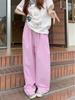 Pantalones de Cuadros Azules Vintage Verano 2025 Nuevo Cintura Alta Recto Caído Casual Textura Yamamoto Pierna Ancha Pantalones de Mujer
