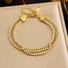 Moda Transfronteriza Nicho Estilo de Alta Gama Cadena Tachonada con Diamantes Pulsera de Múltiples Capas de Lujo Acero Inoxidable Chapado en Oro Pulsera Versátil
