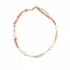 Pedra do Sol Natural de Forma Livre Pérola de Água Doce Natural Design de Nicho Senso de Design Conjunto de Colar e Pulseira de Alta Qualidade Simples Atacado