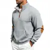 Sudadera con cremallera a media altura, cuello alto, de color block, ajuste holgado, versátil, para hombre, nueva de otoño e invierno, casual, europea y americana, Amazon