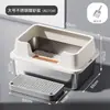 Bandeja de Arena para Gatos de Acero Inoxidable Abierta con Borde Alto Sobredimensionada Antisalpicaduras Profundizada Semi-cerrada Inodoro para Gatos Suministros para Mascotas