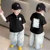 Camisetas Infantis de Algodão Puro Manga Curta Gola Polo Camiseta Básica Camiseta Polo Estilosa Estampada Estilo Preppy Verão Bebê