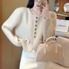 Nuevo cárdigan de punto elegante estilo Chanel, cuello redondo, para mujer, otoño, versátil, holgado, rejuvenecedor, abrigo estilo coreano