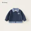 Bangxuan Huzhou Zhili Roupa Infantil Jaqueta para Meninos Primavera e Outono Nova Camisa com Lapela Xadrez e Zíper para Crianças Pequenas
