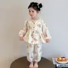 Conjunto de Pijama para Niñas 2026 Nuevo Primavera y Otoño Rayado Ropa de Casa Manga Larga Pantalón Largo Algodón con Aire Acondicionado Ropa para el Hogar para Bebés Niñas
