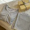 Pijama para mujer, estilo primavera y otoño, manga larga, nuevo modelo 2025, cárdigan de encaje de moda con cuello redondo y volantes, ropa de casa