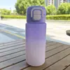 Vaso de pajita esmerilado con degradado de alta calidad transfronterizo, a prueba de golpes y fugas, con asa para facilitar su transporte, perfecto para viajes al aire libre y estudiantes.