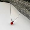 Novo estilo chinês simples ano novo vinho vermelho ágata vermelha colar slub feminino leve luxo nicho design doce legal clavícula corrente