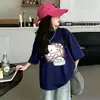 Ropa Infantil, Camisetas Lindas Estilo Coreano para Niñas, Camisetas Cómodas y Transpirables de Algodón Puro con Dibujos Animados Lindos de Manga Corta y Media Modernas para Niños