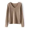 Suéter de cachemira para mujer, 100% cachemira pura, primavera y otoño, nuevo jersey de cuello en V y manga larga, suéter de punto de moda.