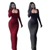 Nuevo Vestido Bodycon Ajustado de Manga Larga Estilo Sirena Otoño e Invierno Europeo y Americano Transfronterizo 2025 para Mujer