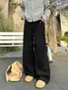 Pantalones casuales de trigo color café con pliegues para hombre, estilo "old money" de otoño, pierna ancha, holgados, versátiles, largos
