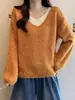 Suéter de tricô casual com visual de duas peças, nova versão coreana outono/inverno 2026, top feminino de corte solto, moderno
