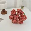 Rosas artificiales de aspecto marchito y borde quemado, flores falsas de estilo vintage para decoración del hogar y la sala de estar, accesorios para fotografía de bodas