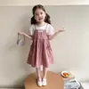 Vestido de Verano para Niña 2026 Nuevo Estilo Vestido Falso de Dos Piezas para Niña Pequeña Ropa de Verano para Bebé Vestido con Tirantes para Niños