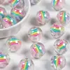 Nuevas Cuentas de Resina Galvánizada con Forma de Corazón de Caramelo Arcoíris Luna Fría de Ding Yi con Agujero Pasante para Accesorios de Pulsera DIY y Materiales para Cadena de Teléfono
