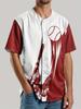 Verano 2025 Amazon Nuevo Casual Moderno Deportivo para Hombre Camiseta de Contraste con Letras Estampado 3D Cuello Redondo Béisbol