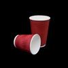 Vaso de café desechable de doble capa, rojo, hueco, corrugado, para frío y calor, de 8 y 14 onzas, con impresión de logotipo.